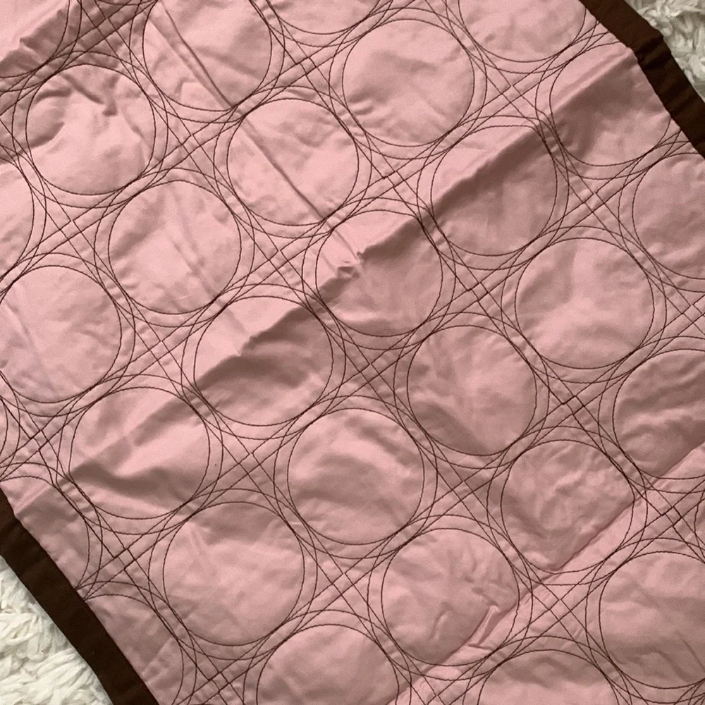 Pink Brown Quilted Large Pillow Sham